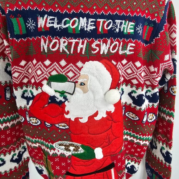 Blizzard Bay Ugly Christmas Sweater Buff Santa Men's Size L NWT - Picture 2 of 14